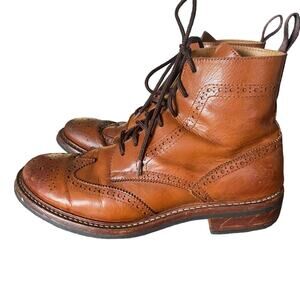 Strivers Row by Hoax Cognac Brown Wingtip leather lace up Boots size 44